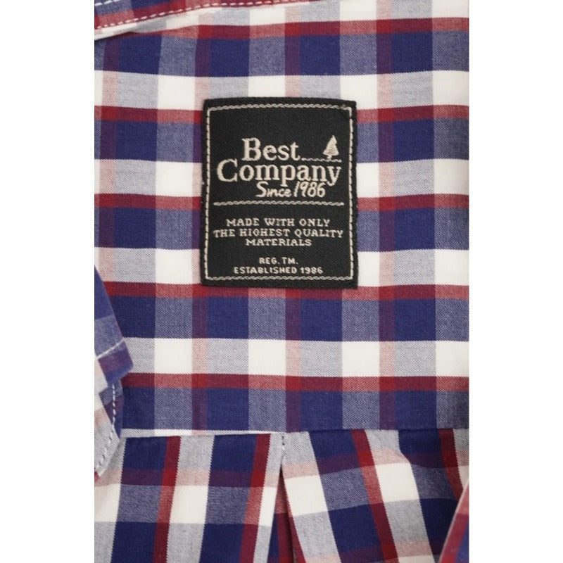Camicia Vintage Best Company Quadri Blu Rosso Bianco Cotone Uomo S