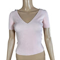 Top Dolce & Gabbana rosa cipria a coste scollo V fitted cotone S