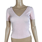 Top Dolce & Gabbana rosa cipria a coste scollo V fitted cotone S
