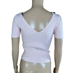 Top Dolce & Gabbana rosa cipria a coste scollo V fitted cotone S