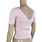 Top Dolce & Gabbana rosa cipria a coste scollo V fitted cotone S
