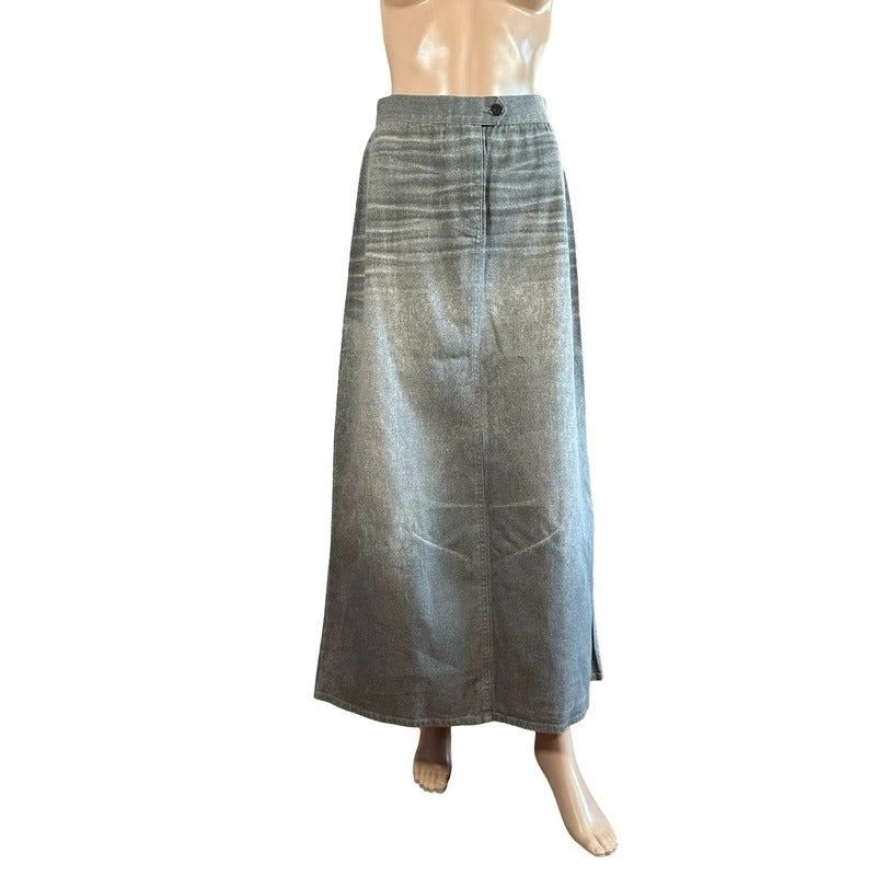 Gonna lunga vintage Roberto Cavalli Jeans grigio argento Y2K Made in Italy