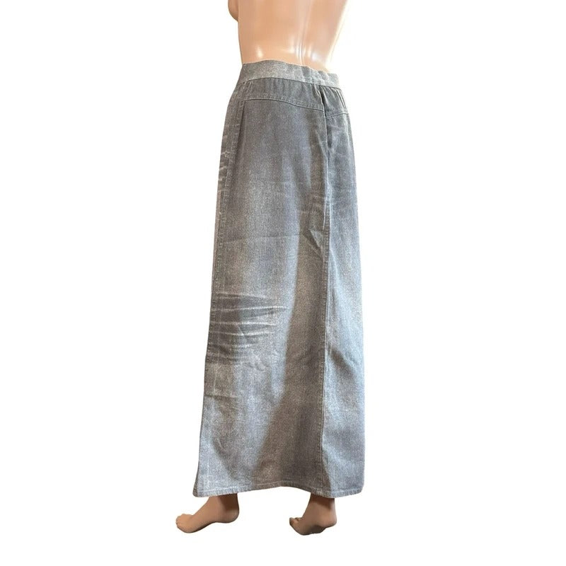 Gonna lunga vintage Roberto Cavalli Jeans grigio argento Y2K Made in Italy