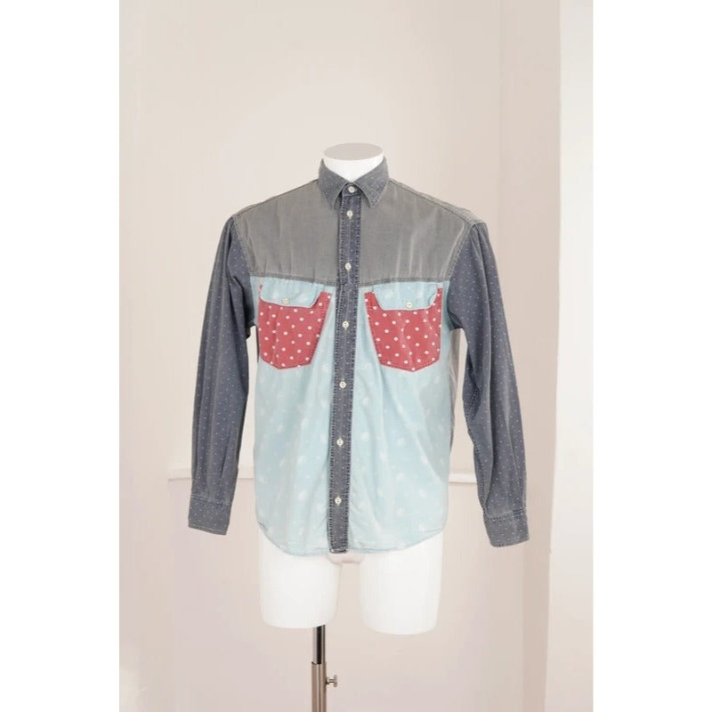 Camicia Uomo Controvento Vintage Patchwork Cotone Made Italy S M