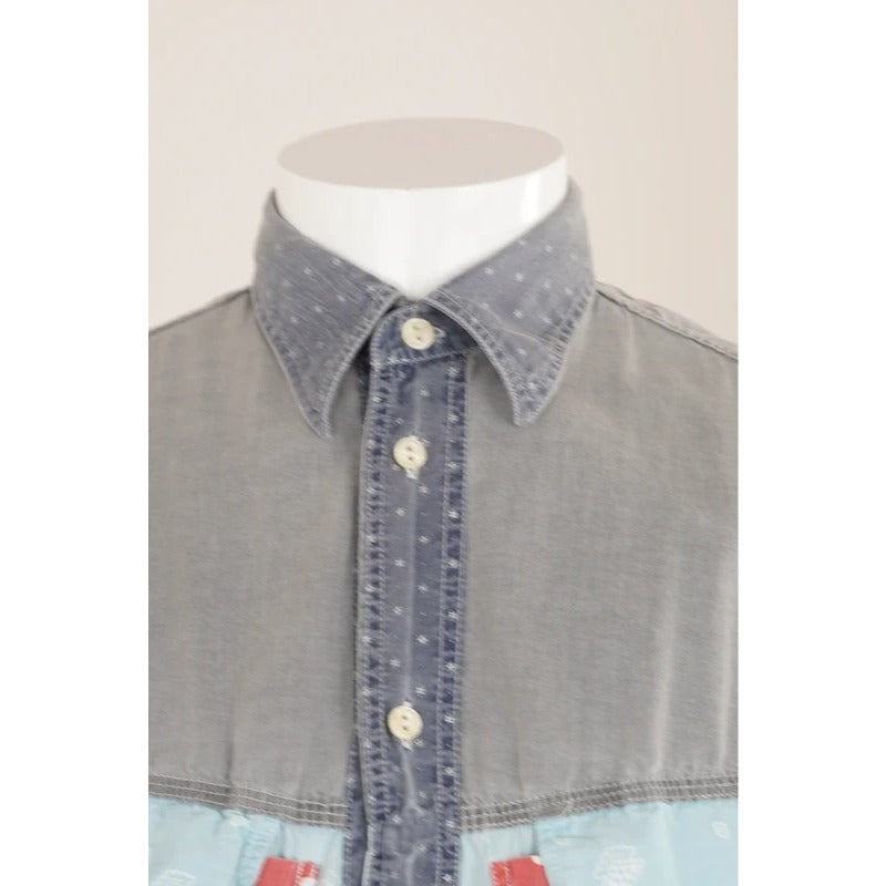 Camicia Uomo Controvento Vintage Patchwork Cotone Made Italy S M