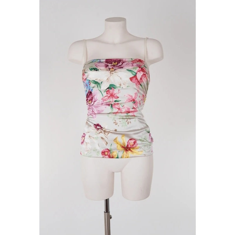 Corsetto vintage Dolce & Gabbana floreale seta con reggiseno interno taglia S