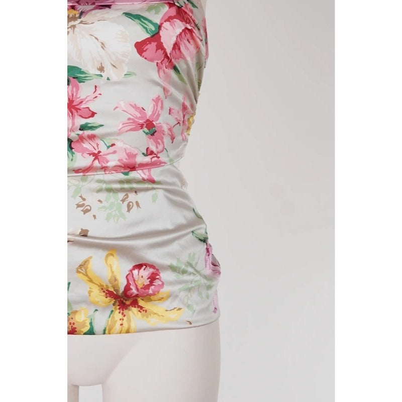 Corsetto vintage Dolce & Gabbana floreale seta con reggiseno interno taglia S