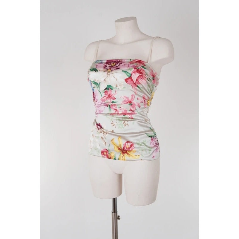 Corsetto vintage Dolce & Gabbana floreale seta con reggiseno interno taglia S