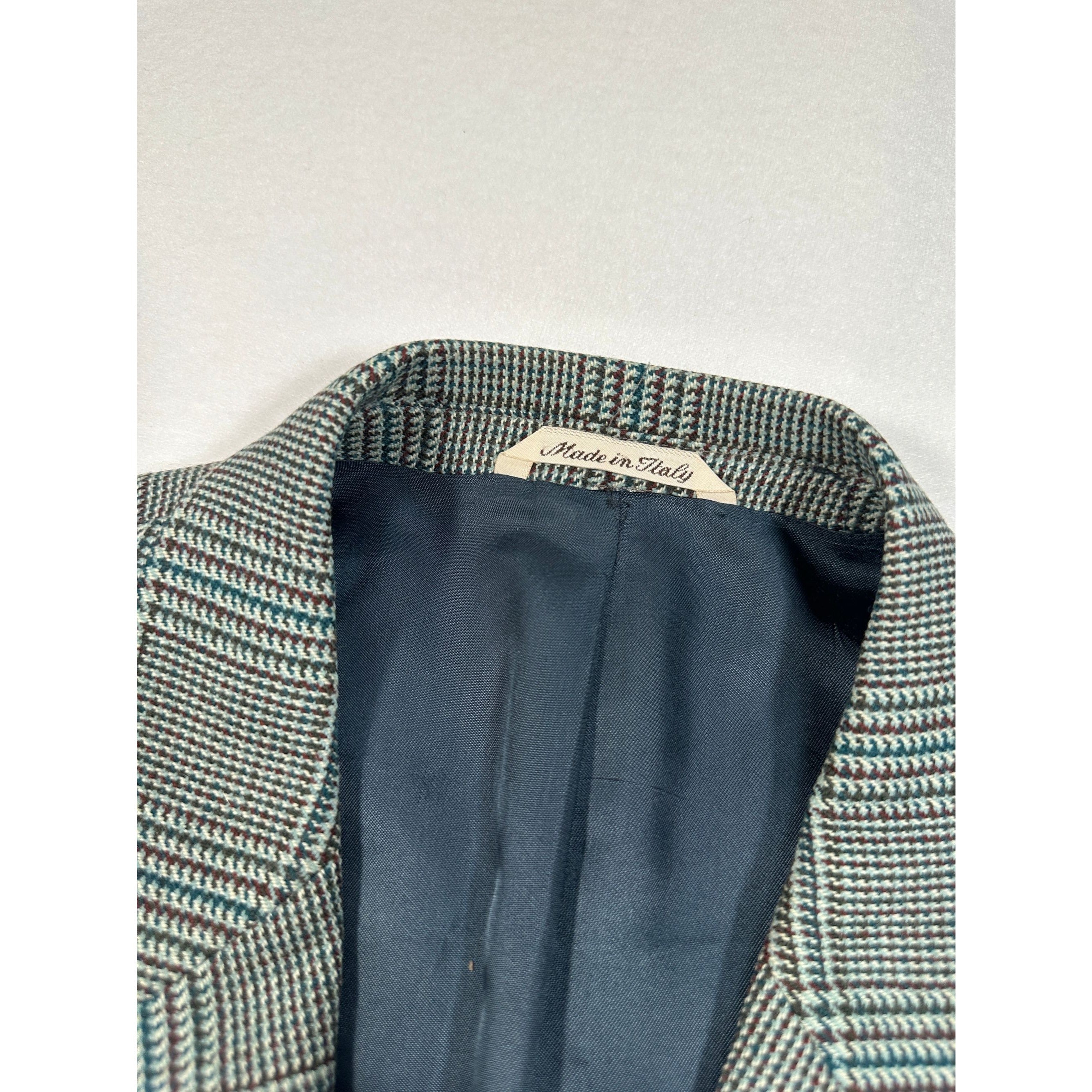 Stradivari Vintage Plaid Wool & Cashmere Blazer – Made in Italy, Tailored Man Jacket Size M