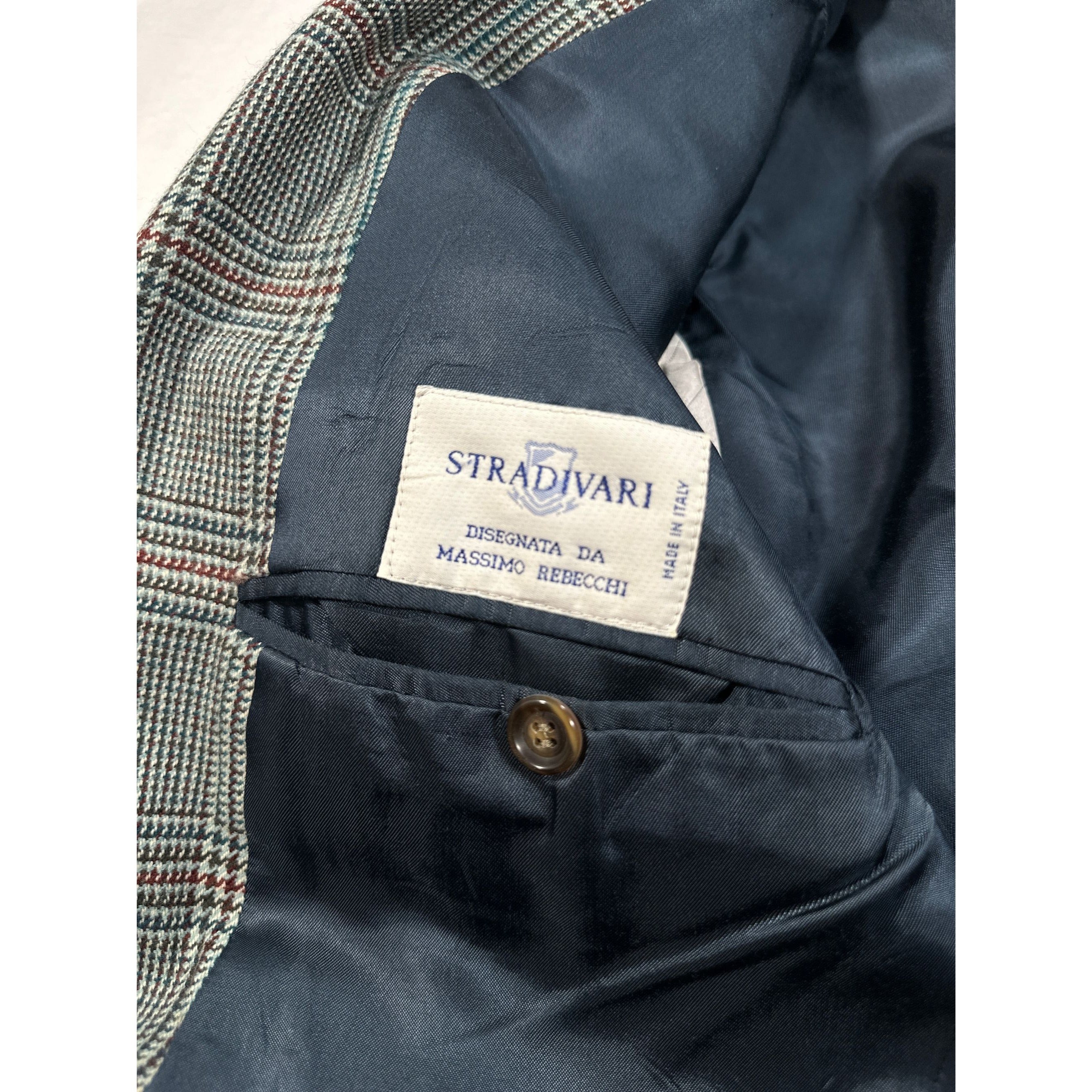 Stradivari Vintage Plaid Wool & Cashmere Blazer – Made in Italy, Tailored Man Jacket Size M