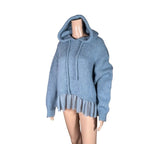 Felpa maglione Zara azzurro oversize con cappuccio e balza pois S/M