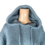 Felpa maglione Zara azzurro oversize con cappuccio e balza pois S/M