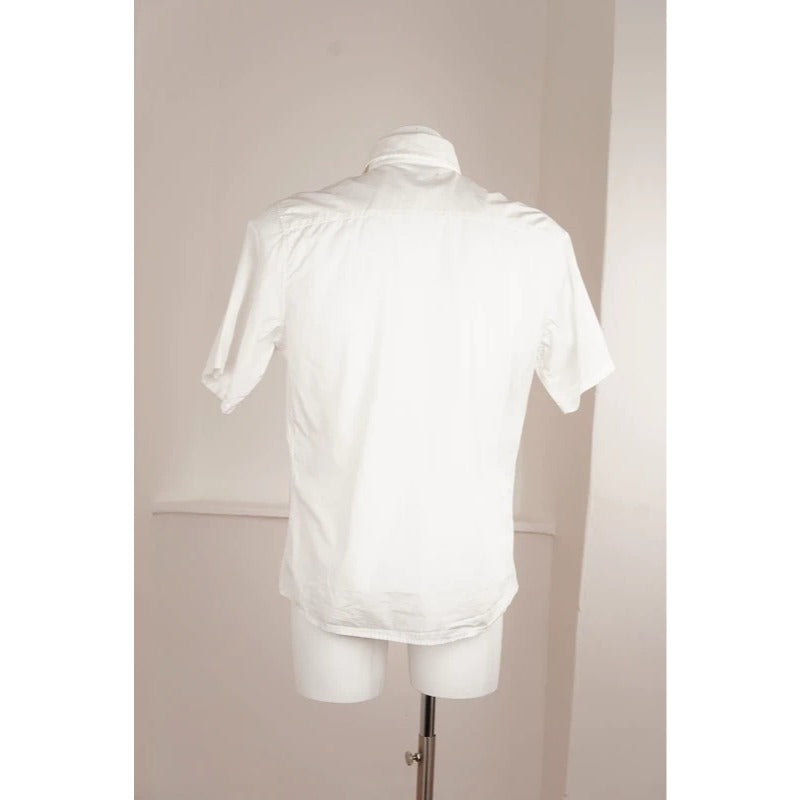 Camicia Uomo Matt Davis Bowling Rockabilly Ricamata Bianca Cotone XL