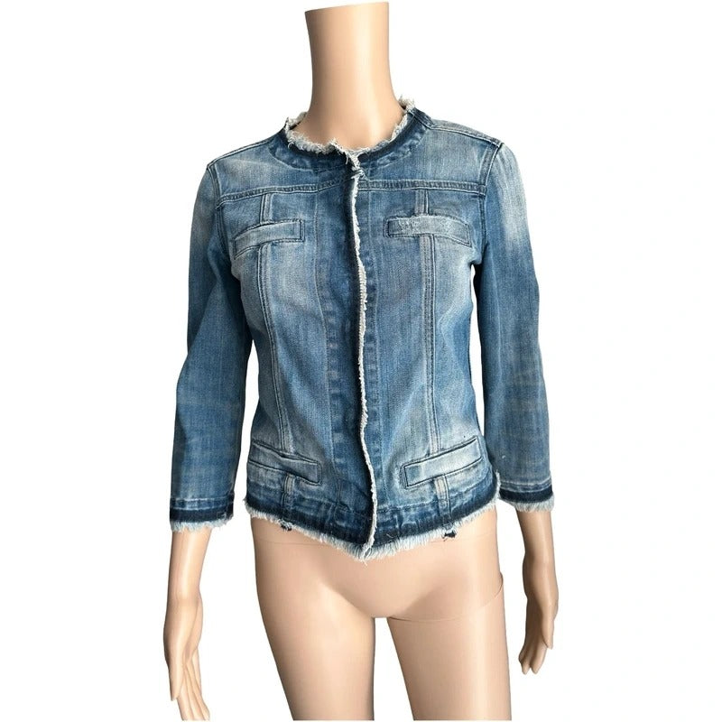 Giacca jeans Liu Jo vintage denim fitted sfrangiata Y2K Made in Italy S