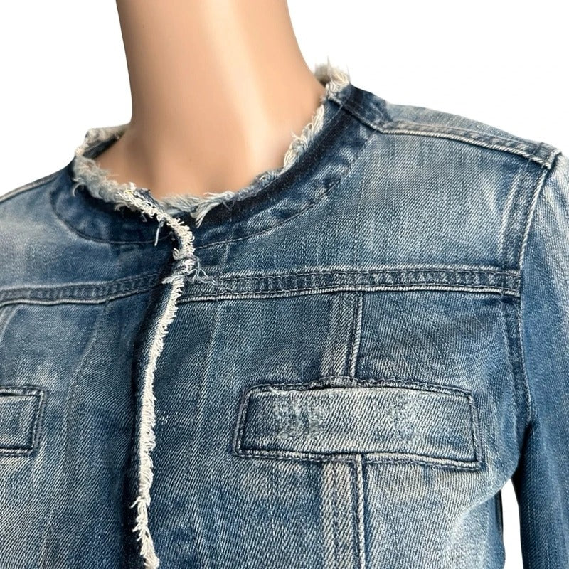 Giacca jeans Liu Jo vintage denim fitted sfrangiata Y2K Made in Italy S