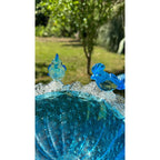 Murano Glass Blue Bird Bath Pedestal Bowl 5 Removable Birds Bullicante Murano