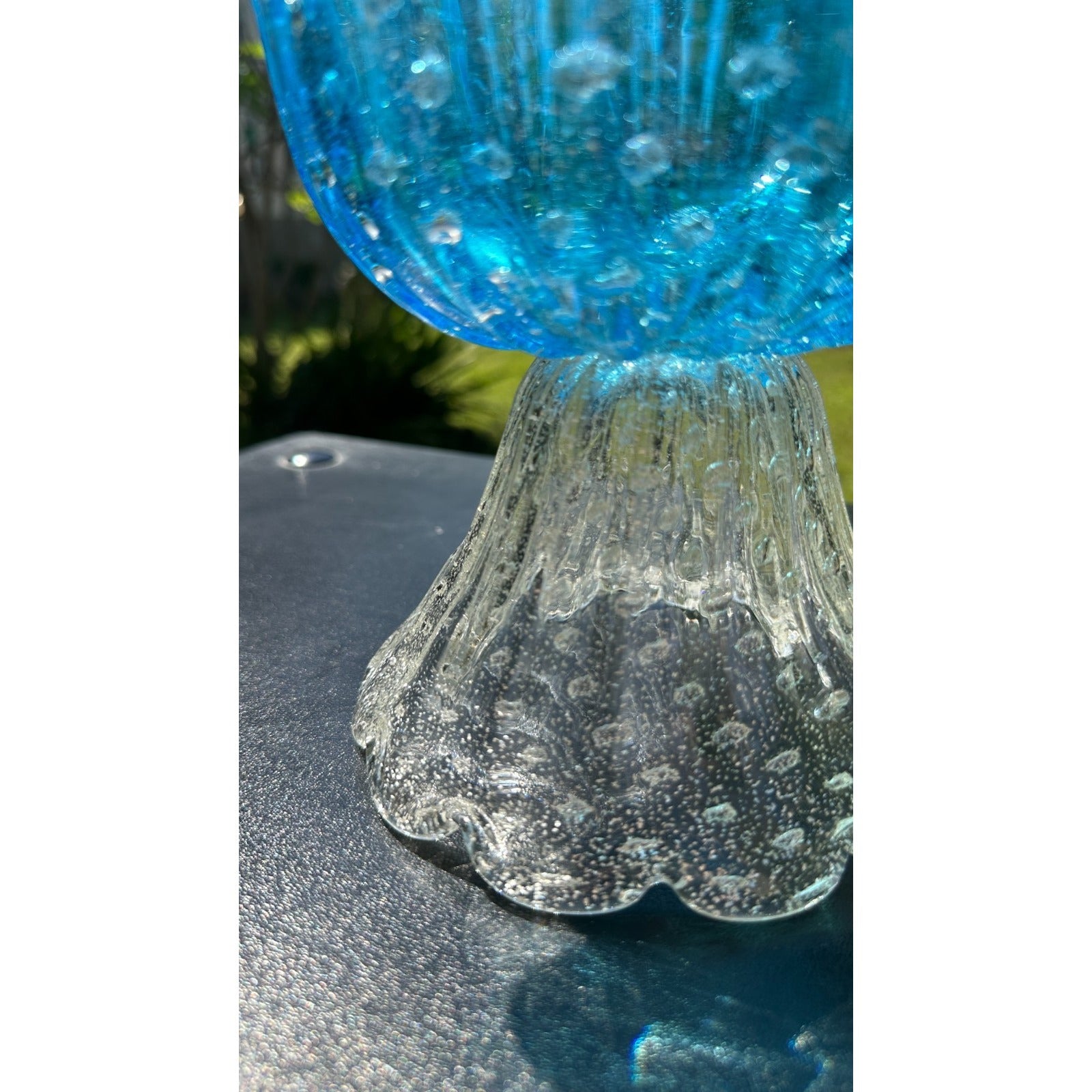 Murano Glass Blue Bird Bath Pedestal Bowl 5 Removable Birds Bullicante Murano